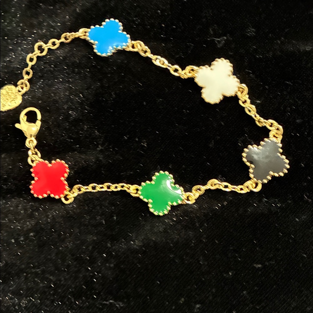 Multicolor Clover Charm Bracelet